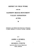 Report on Field Work with the Rainbow Bridge - Monument Valley Expedition of 1934