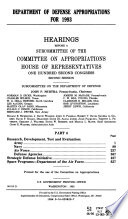 Department of Defense Appropriations for 1993 Book
