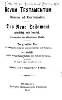 Novum Testamentum graece et germanice Book