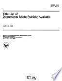 Title List of Documents Made Publicly Available