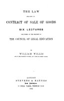 The Law Relating to Contract of Sale of Goods