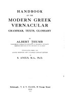 Handbook of the Modern Greek Vernacular