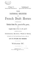The National Register of French Draft Horses Together with Proceedings and Annual Reports