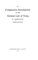 A Comparative Introduction to the German Law of Torts