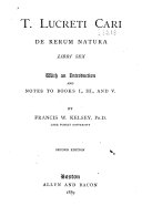 T. Lucreti Cari De rerum natura libri sex