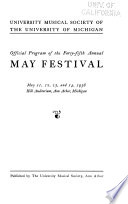 Annual May Festival of the University of Michigan PDF Book By University of Michigan. University Musical Society