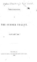 Judgments of the Sudder Court in Regular and Special Appeals