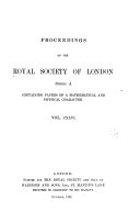 Proceedings of the Royal Society. Section A, Mathematical and Physical Science