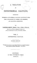 A Treatise on Infinitesimal Calculus: Differential calculus. 1857