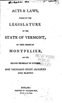 Acts and Resolves Passed by the General Assembly of the State of Vermont