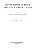 Plato s Theory of Forms and Cantor s Theory of Sets Book