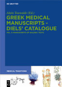 Greek Medical Manuscripts   Diels  Catalogues  Greek Medical Manuscripts   Diels  Catalogue