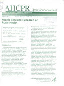 Health Services Research on Rural Health