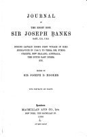 Journal of the Right Hon  Sir Joseph Banks