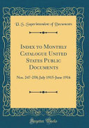 Index to Monthly Catalogue United States Public Documents