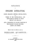 Catalogue of English Literature, Poetic, Dramatic, Historic, Miscellaneous