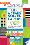 Oswaal CBSE 6 Years  Solved Papers  Class 12  Humanities  Hindi Core  English Core  History  Political Science  Geography  Book  For 2022 23 Exam 