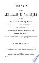 Journals of the Legislative Assembly of the Province of Quebec