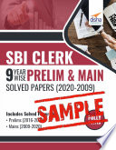  Free Sample  SBI Clerk 9 Year wise Prelim   Main Solved Papers  2020   09  2nd Edition