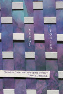 Asegi stories : cherokee queer and two-spirit memory cover, purple and white rectangular shapes with purple and white text